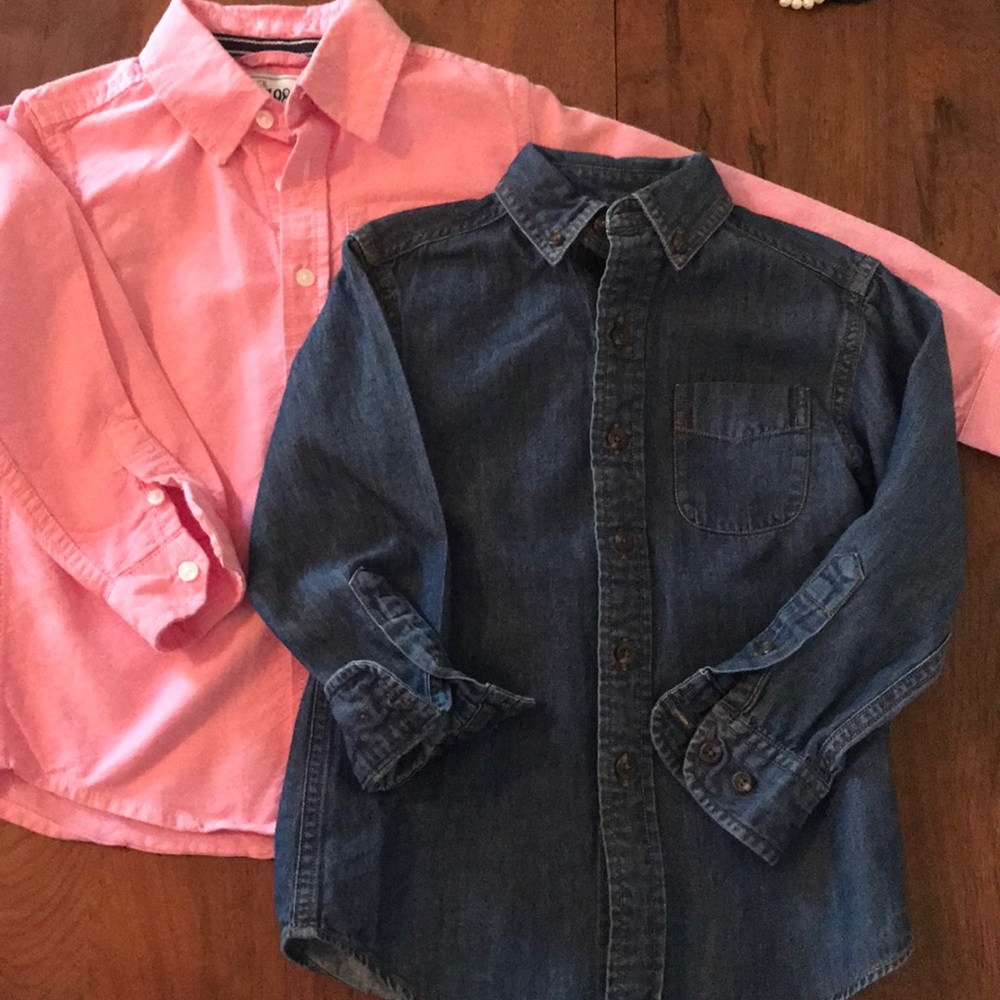 2 Long Sleeve Solid Button Down Shirts